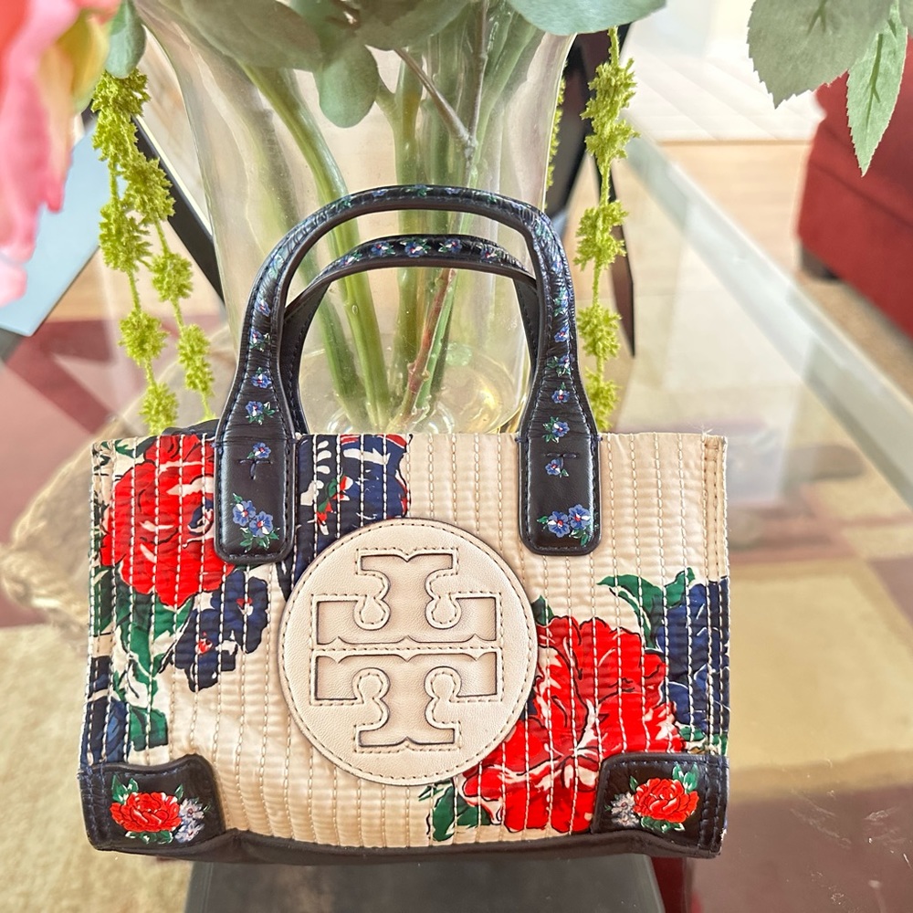 Authentic Tory burch Printed floral mini Ella tote